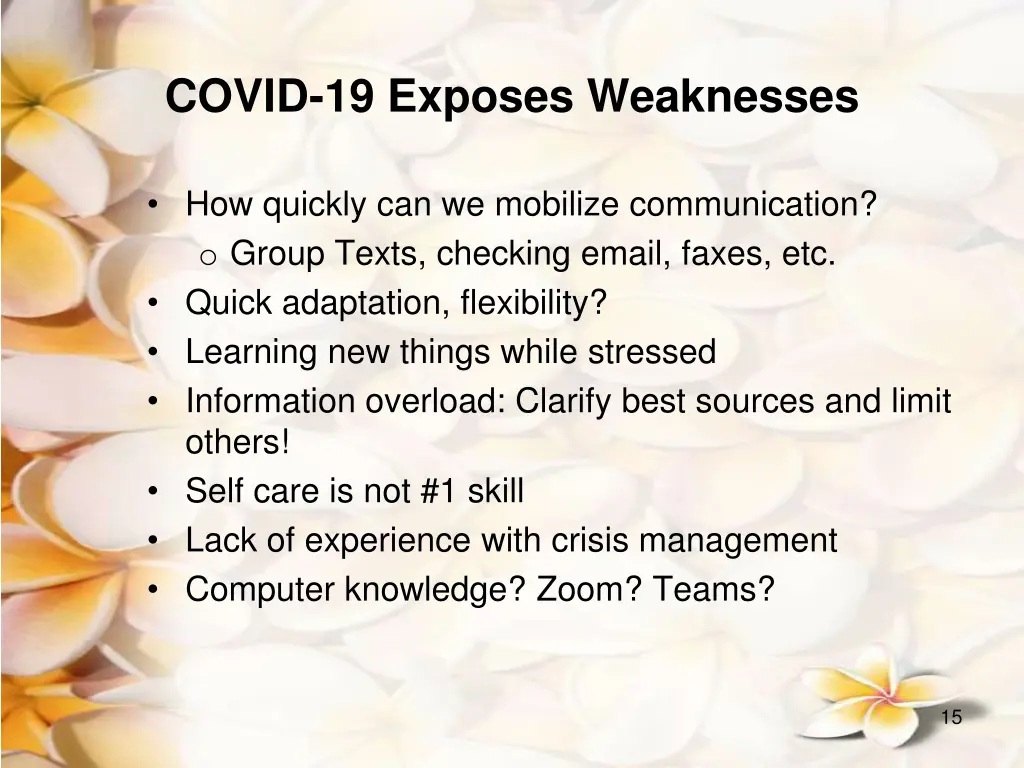 covid 19 exposes weaknesses