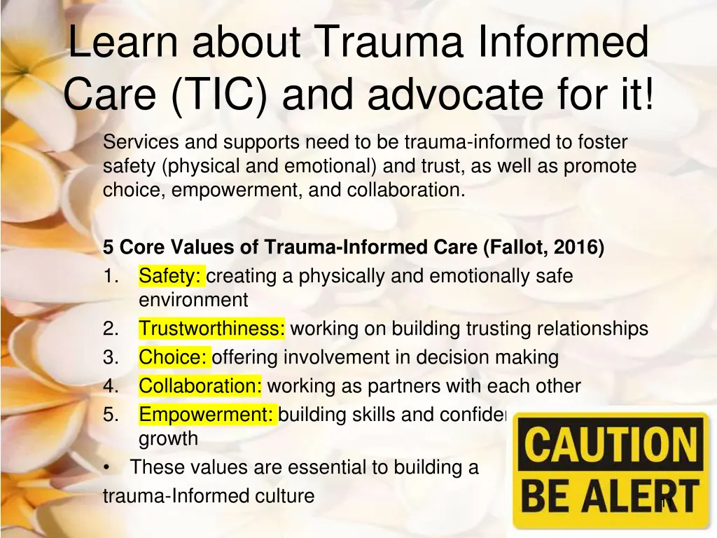 learn about trauma informed care tic and advocate