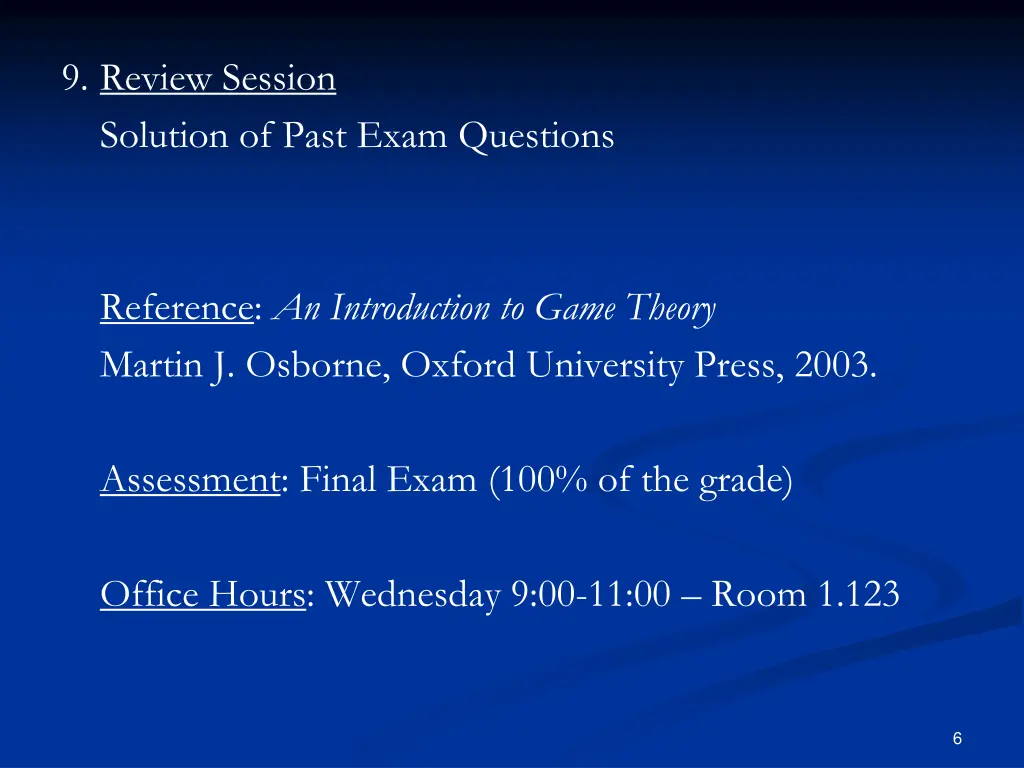 9 review session solution of past exam questions