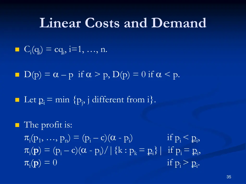 linear costs and demand 1