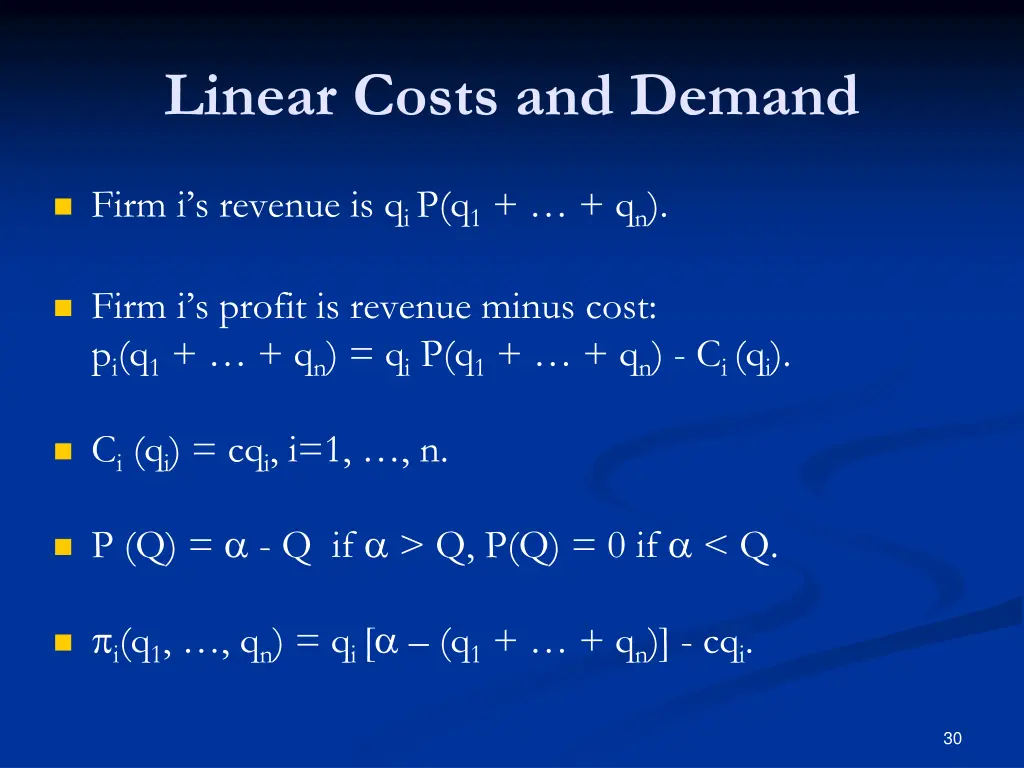 linear costs and demand