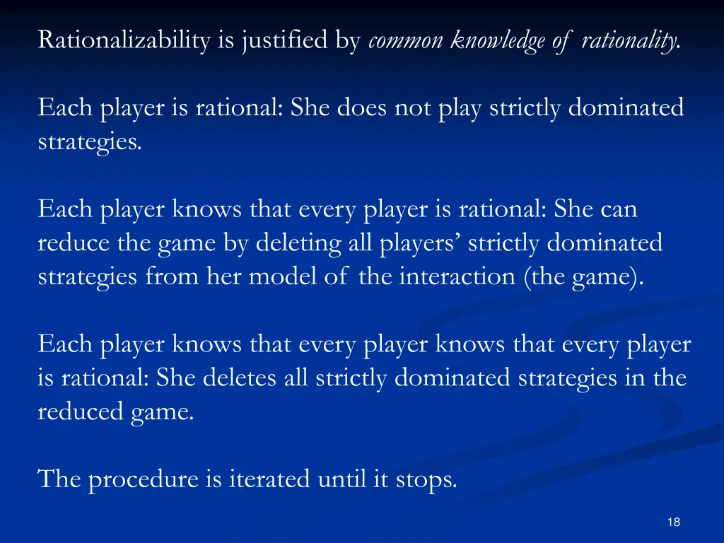 rationalizability is justified by common