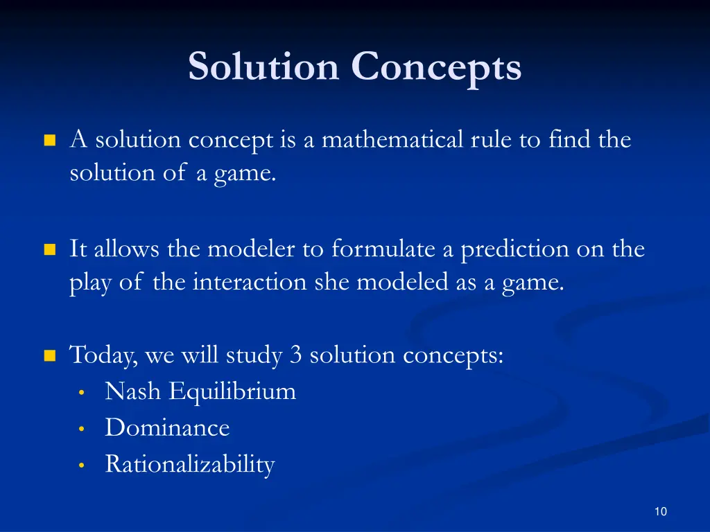 solution concepts