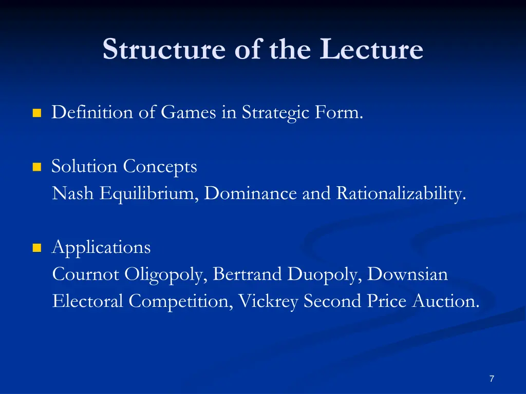 structure of the lecture