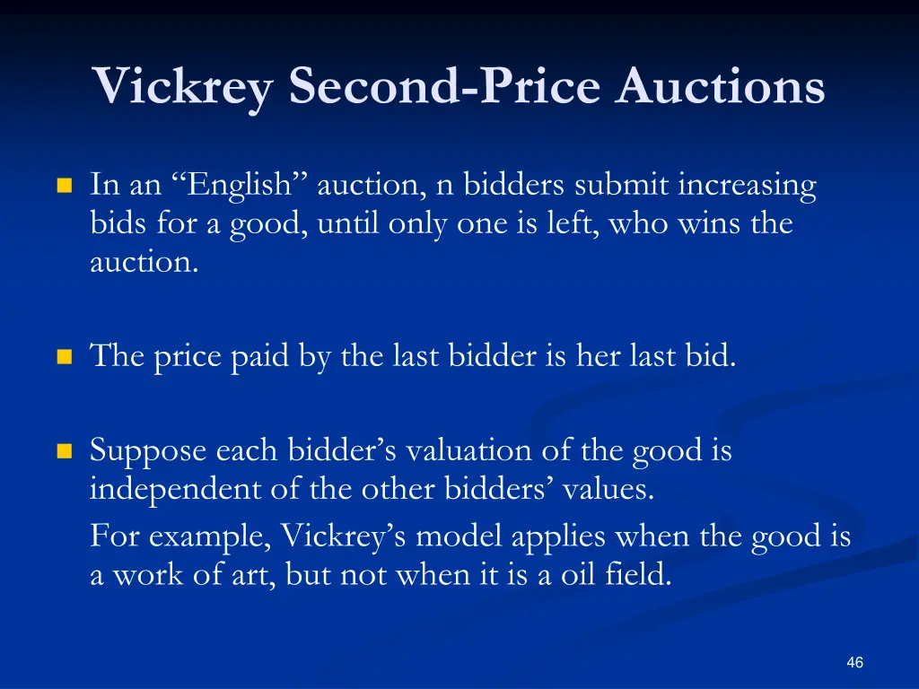 vickrey second price auctions