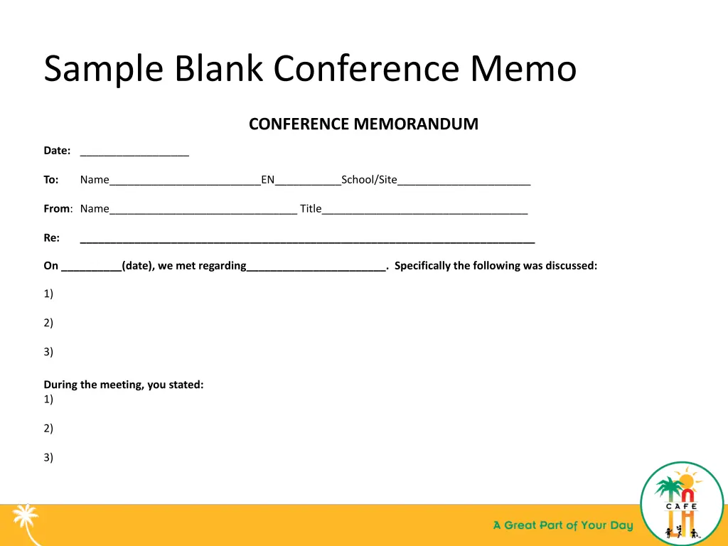 sample blank conference memo