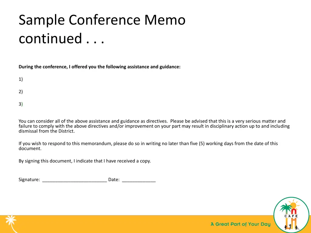 sample conference memo continued