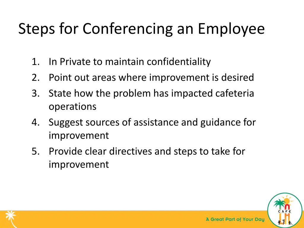 steps for conferencing an employee