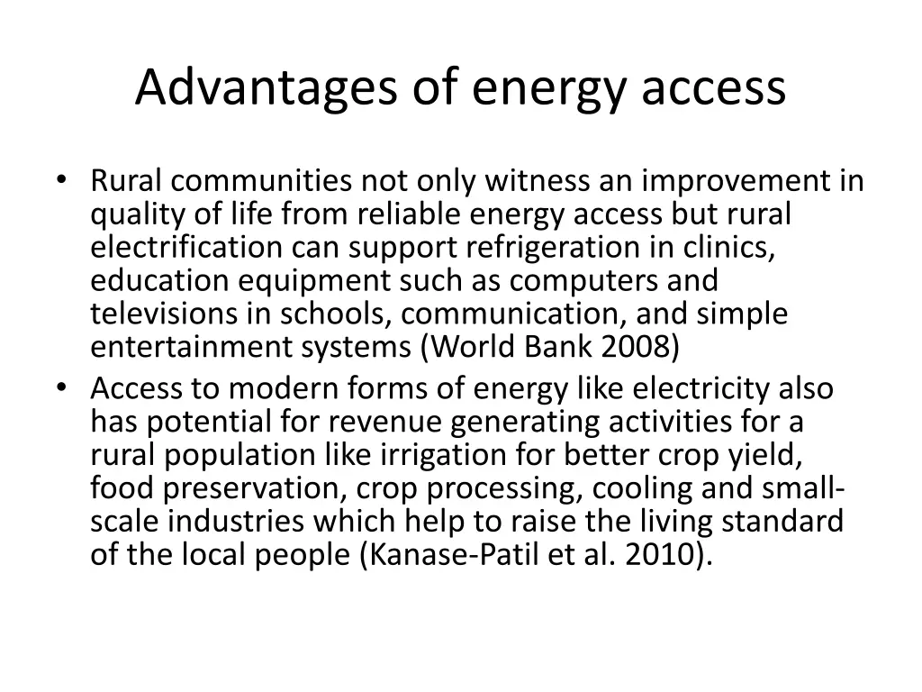 advantages of energy access