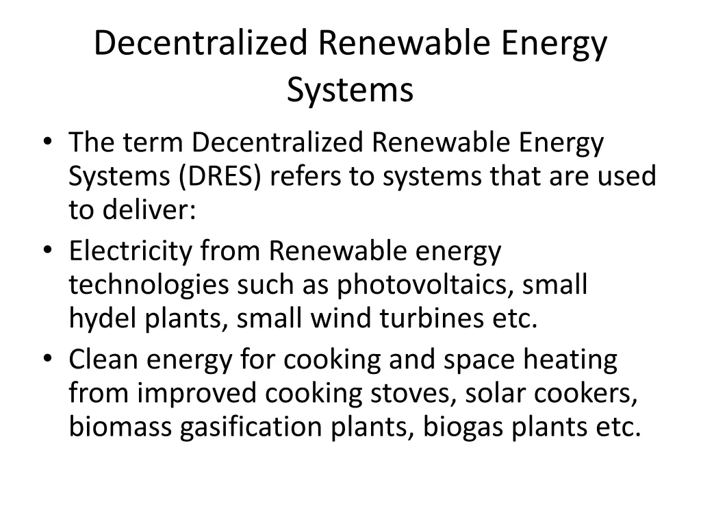 decentralized renewable energy systems the term