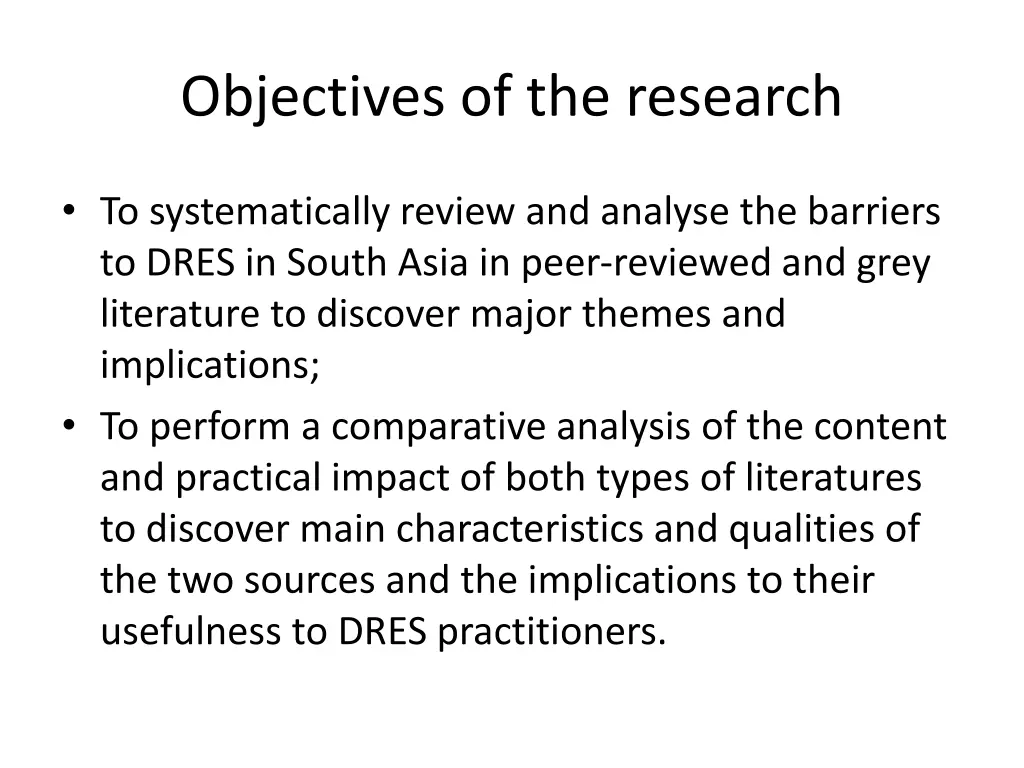 objectives of the research 1