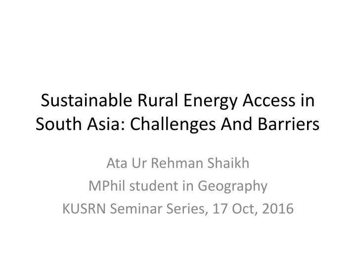 sustainable rural energy access in south asia