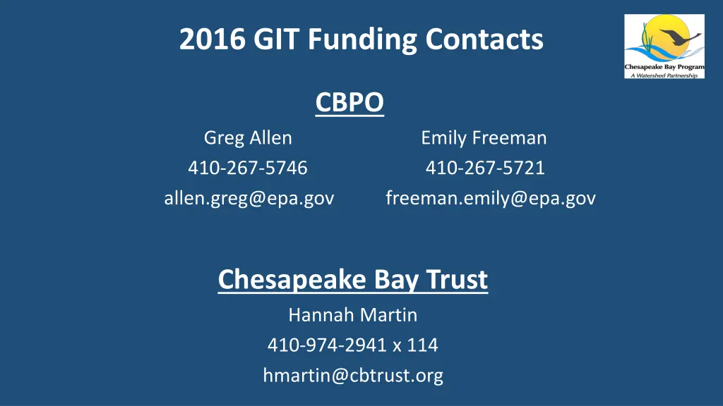 2016 git funding contacts