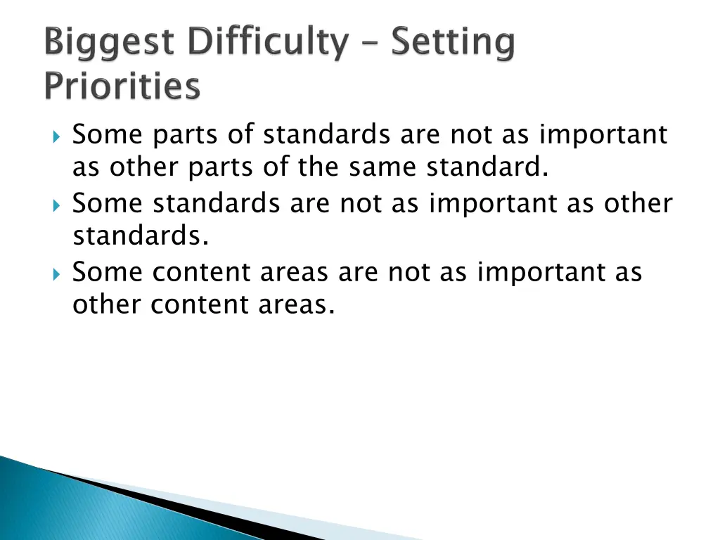 some parts of standards are not as important
