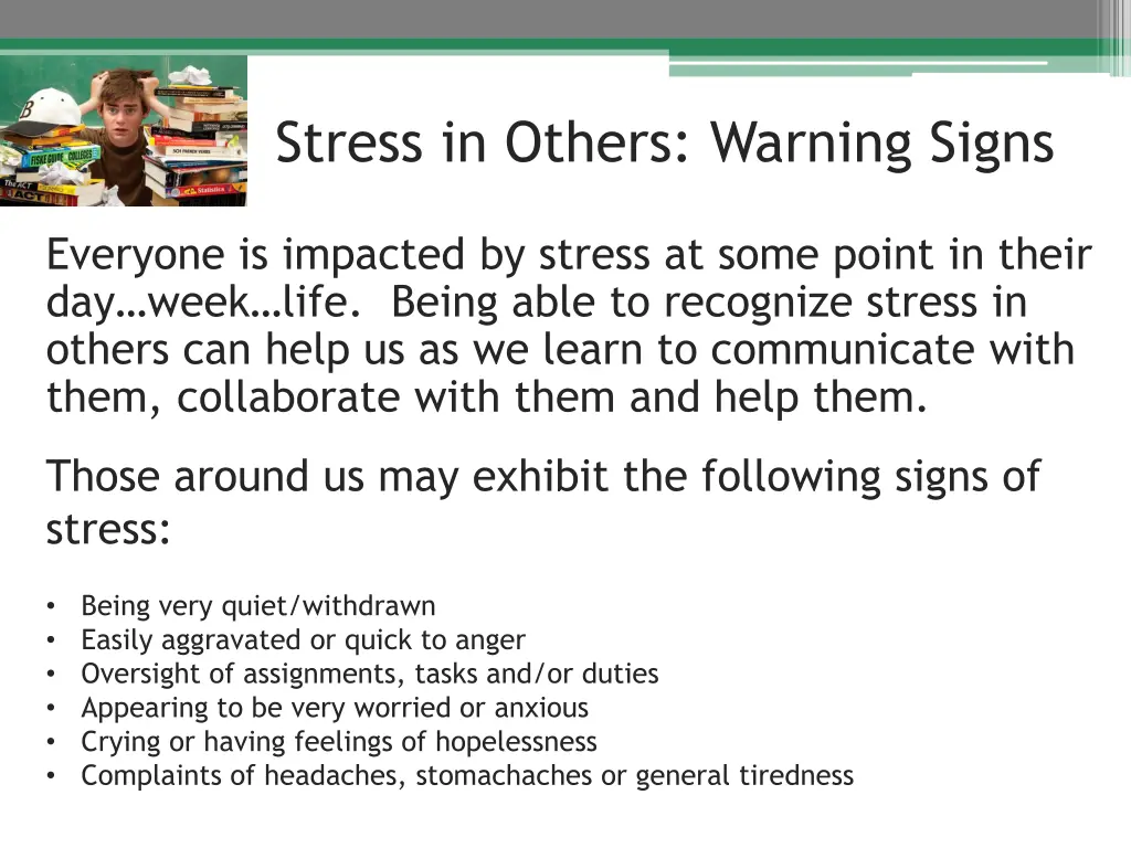 stress in others warning signs