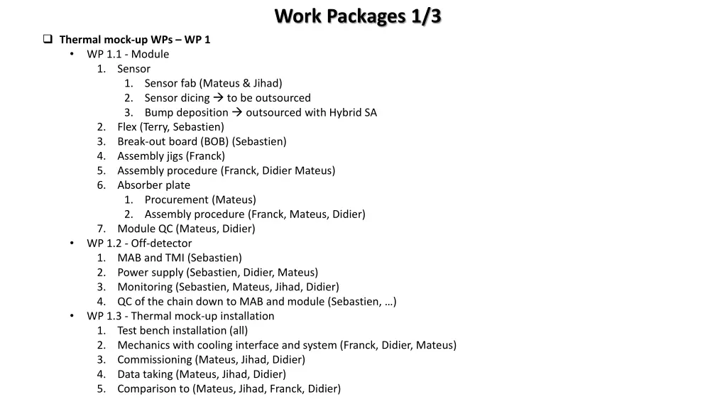 work packages 1 3