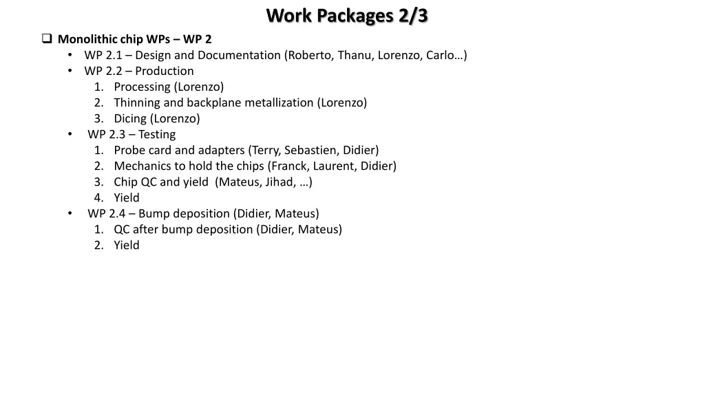 work packages 2 3