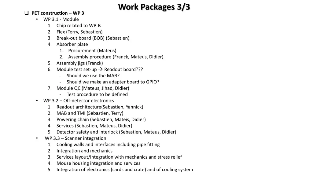 work packages 3 3