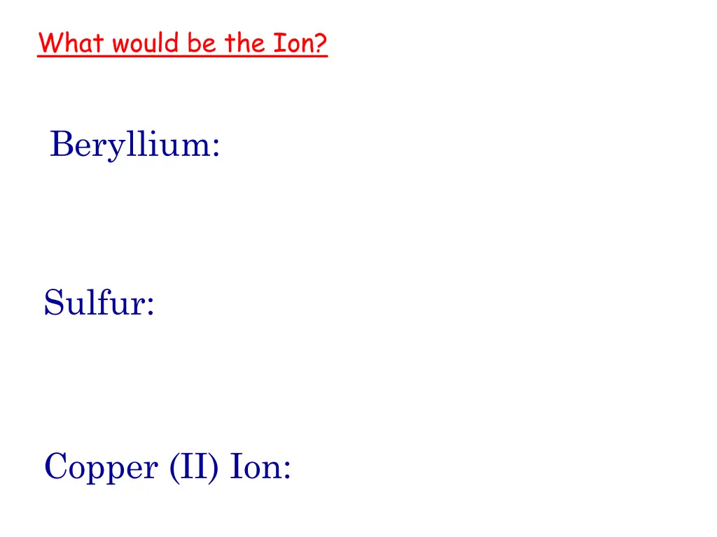 what would be the ion