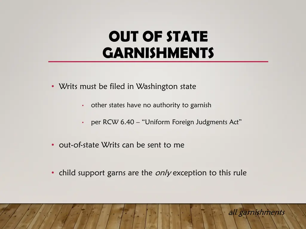 out of state garnishments