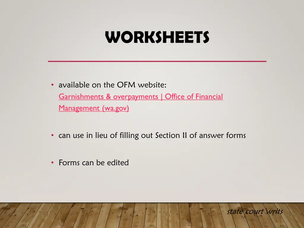worksheets