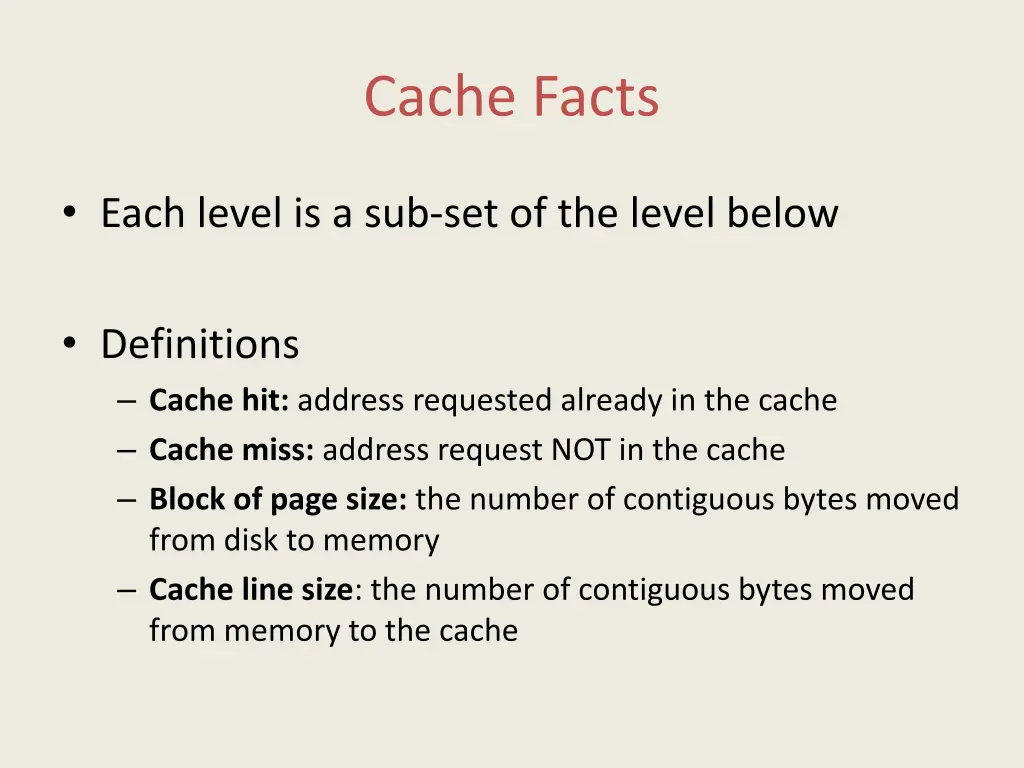 cache facts