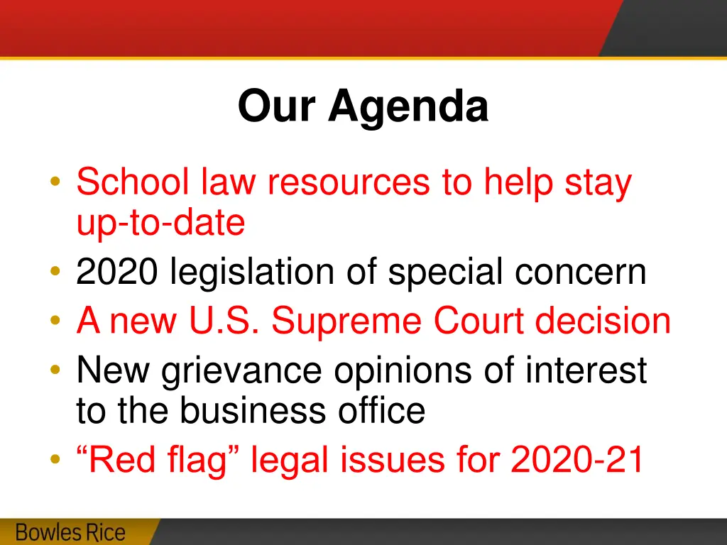 our agenda