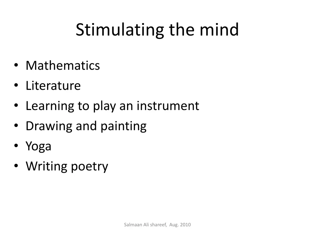 stimulating the mind