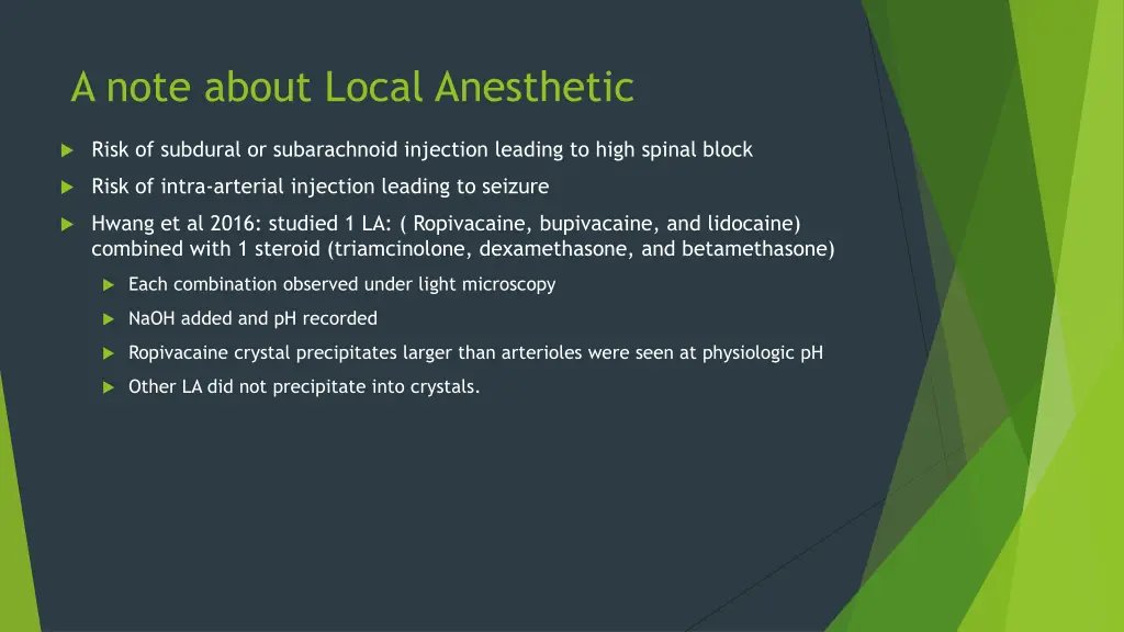 a note about local anesthetic