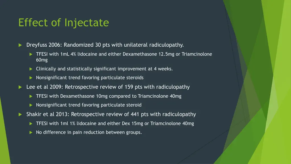 effect of injectate