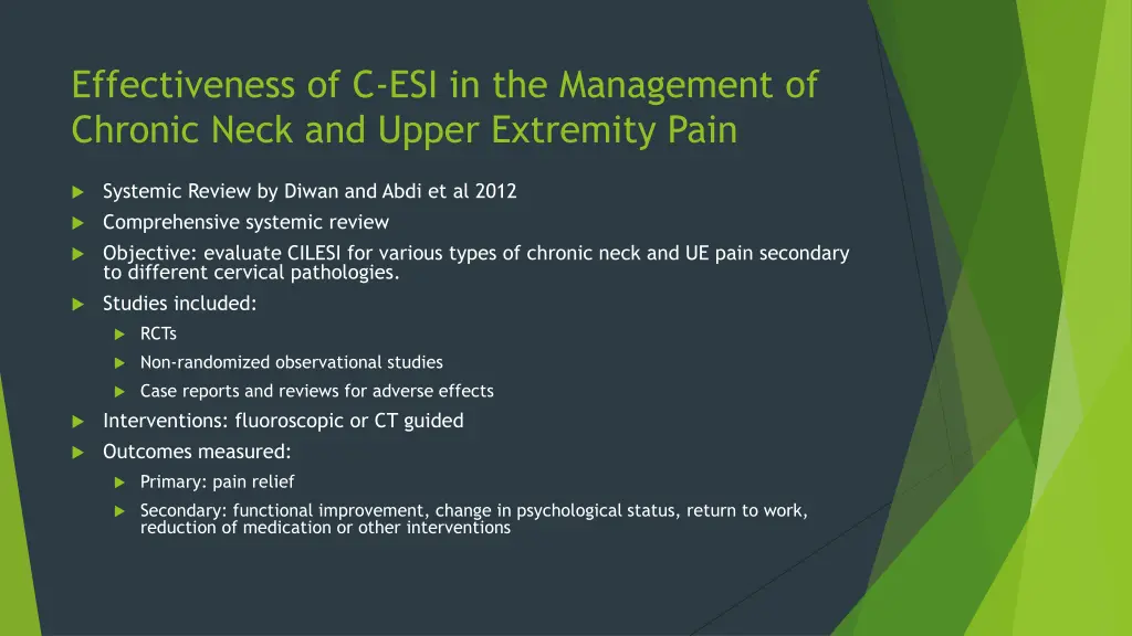 effectiveness of c esi in the management