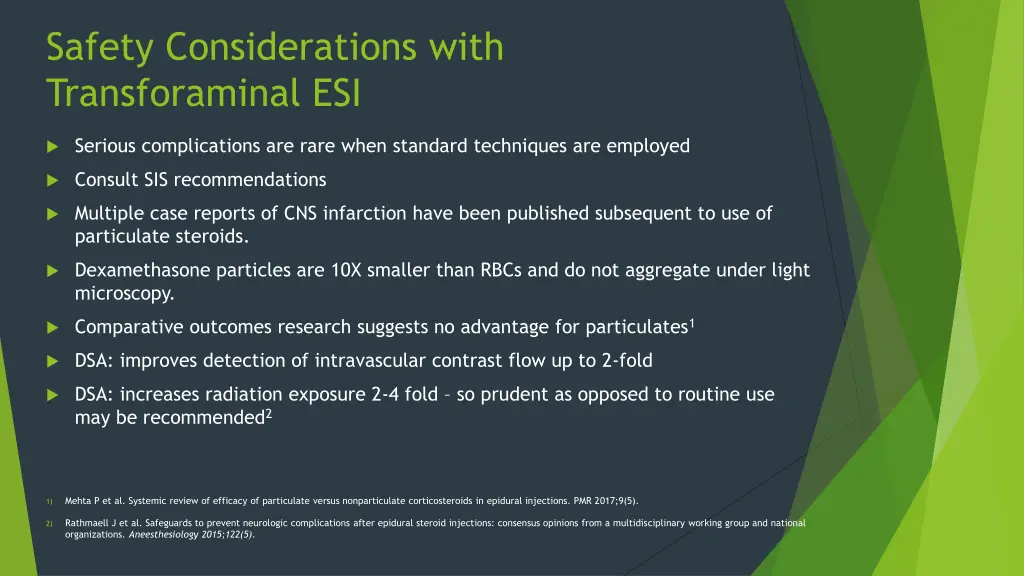 safety considerations with transforaminal esi