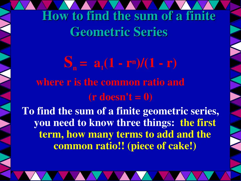 how to find the sum of a finite geometric series