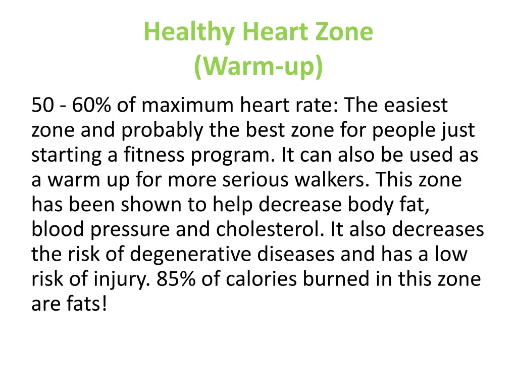 healthy heart zone warm up