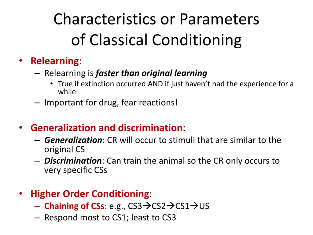 characteristics or parameters of classical 3