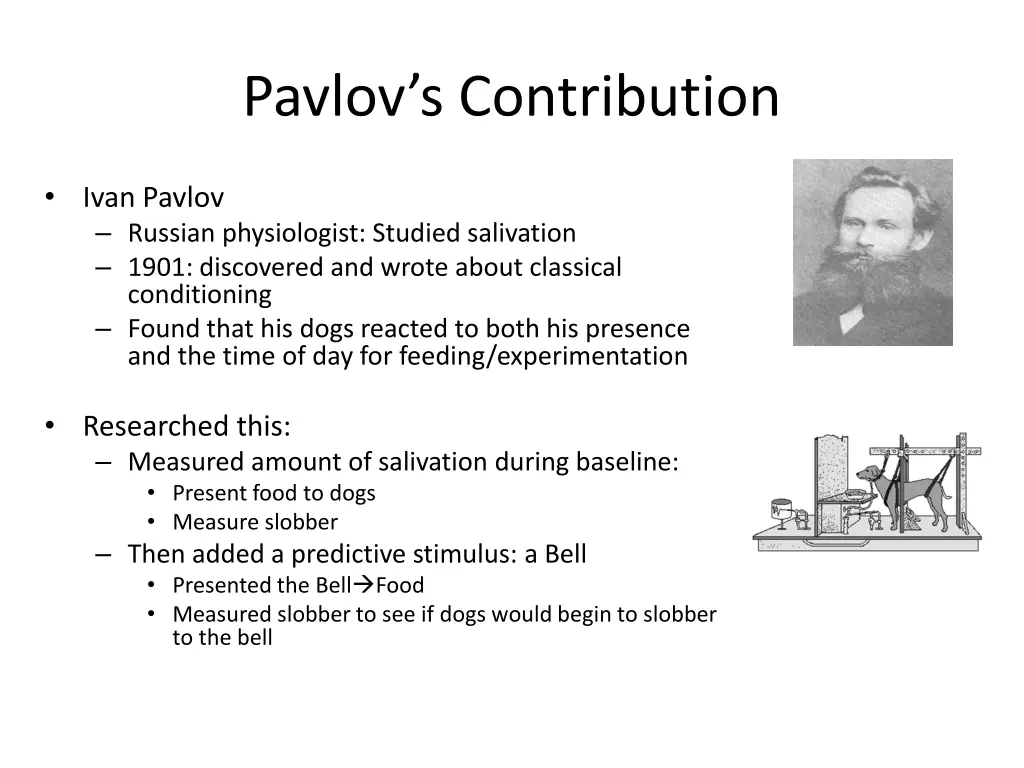 pavlov s contribution
