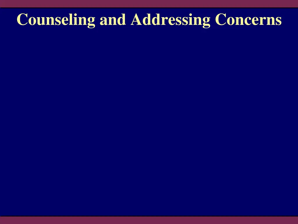 counseling and addressing concerns