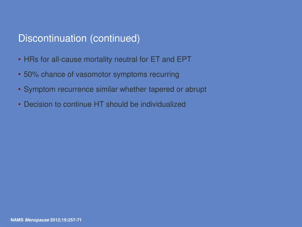 discontinuation continued
