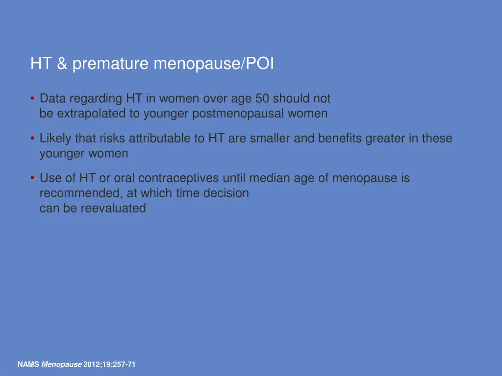 ht premature menopause poi