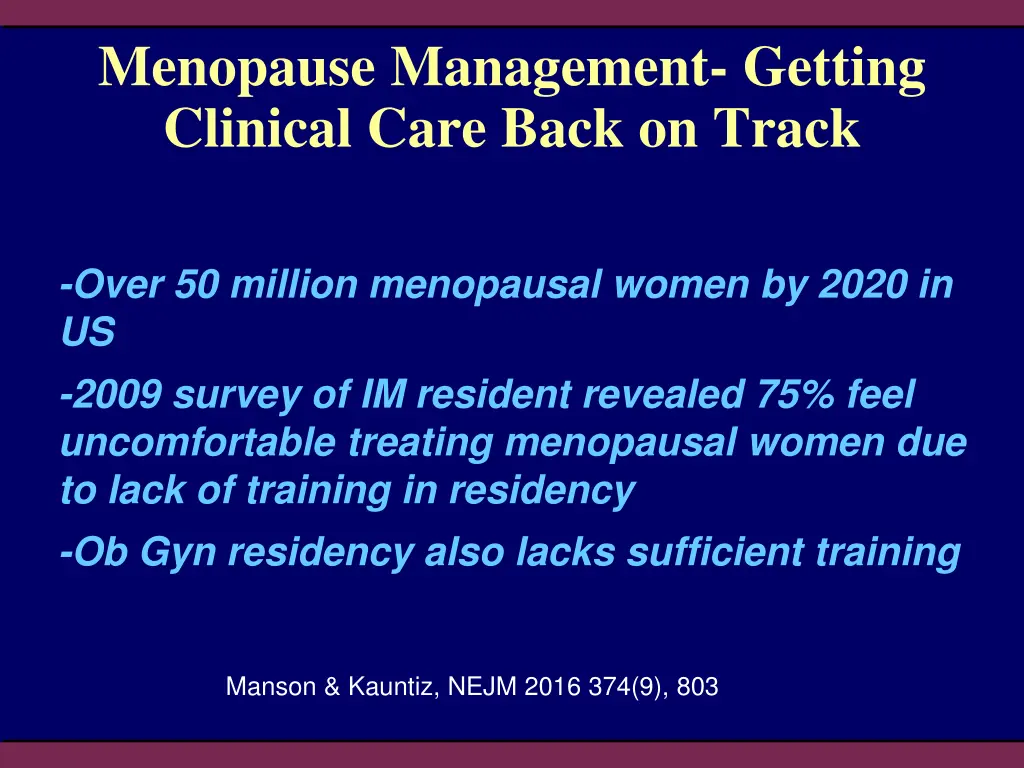 menopause management getting clinical care back