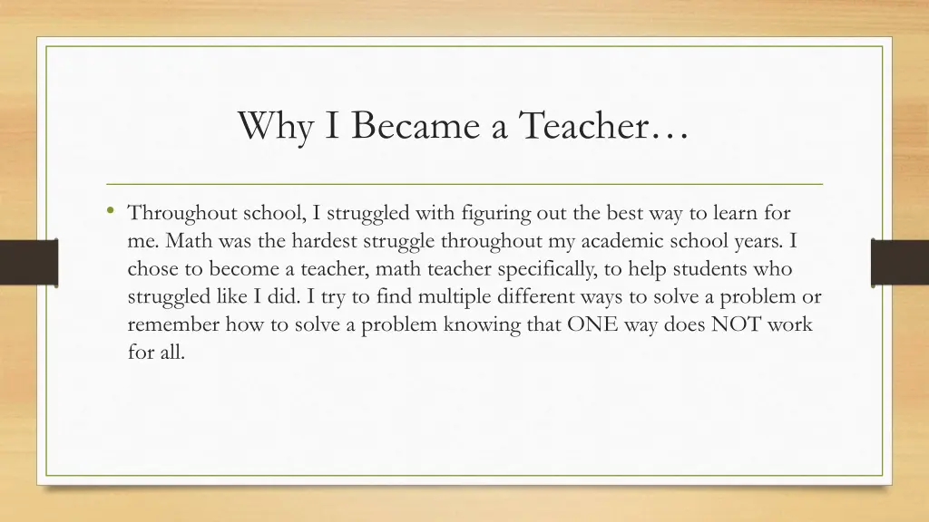 why i became a teacher