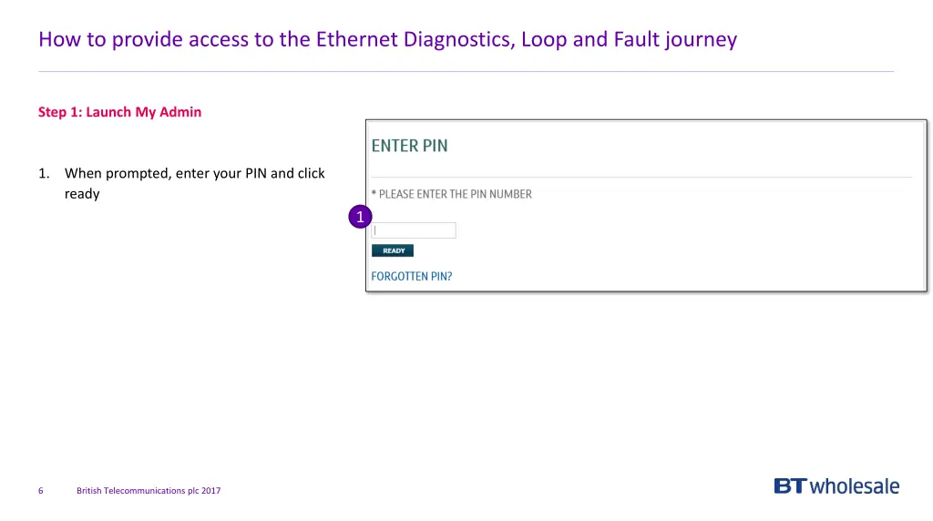 how to provide access to the ethernet diagnostics 1