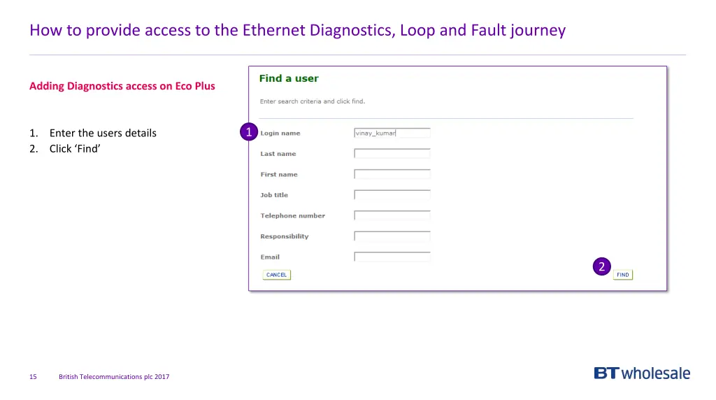 how to provide access to the ethernet diagnostics 10
