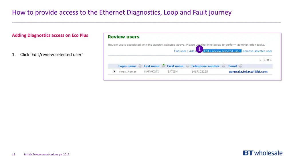 how to provide access to the ethernet diagnostics 11