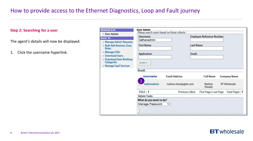 how to provide access to the ethernet diagnostics 3