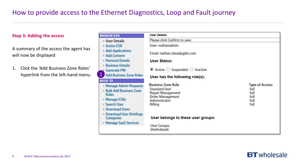 how to provide access to the ethernet diagnostics 4