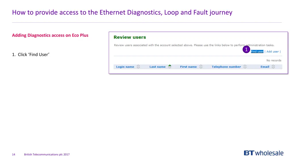 how to provide access to the ethernet diagnostics 9