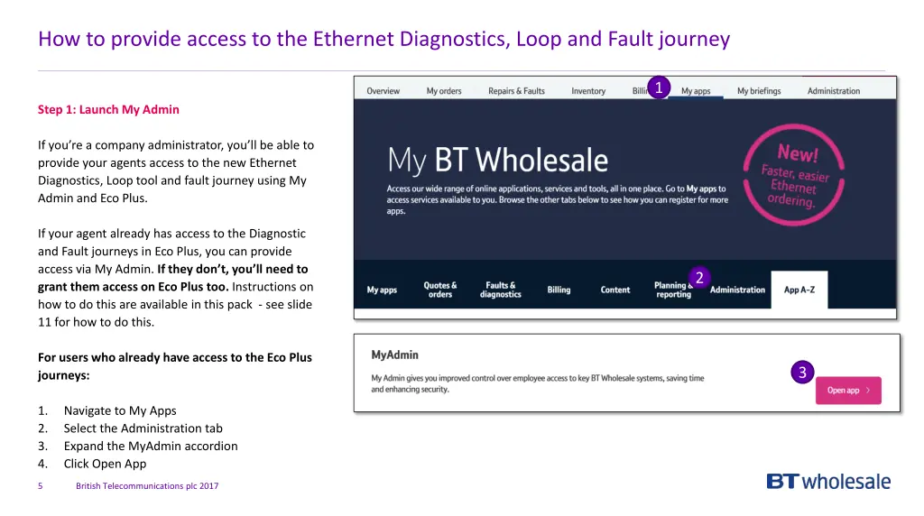 how to provide access to the ethernet diagnostics