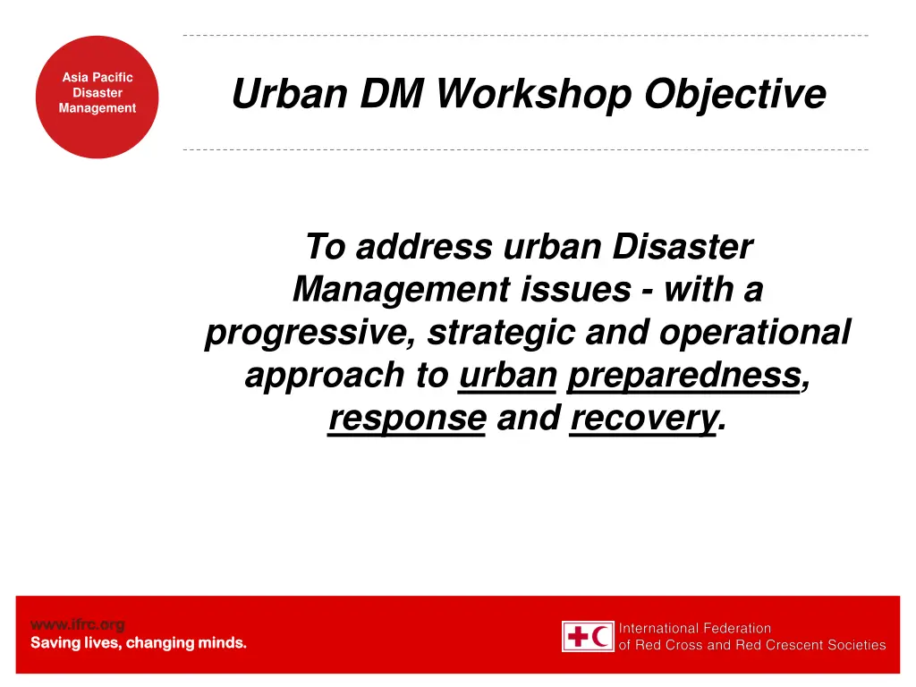 urban dm workshop objective