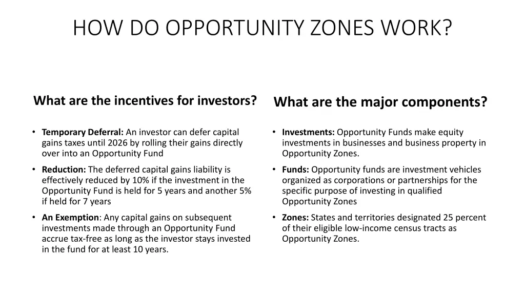 how do opportunity zones work